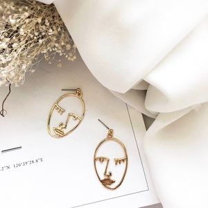 Gold Face Earrings